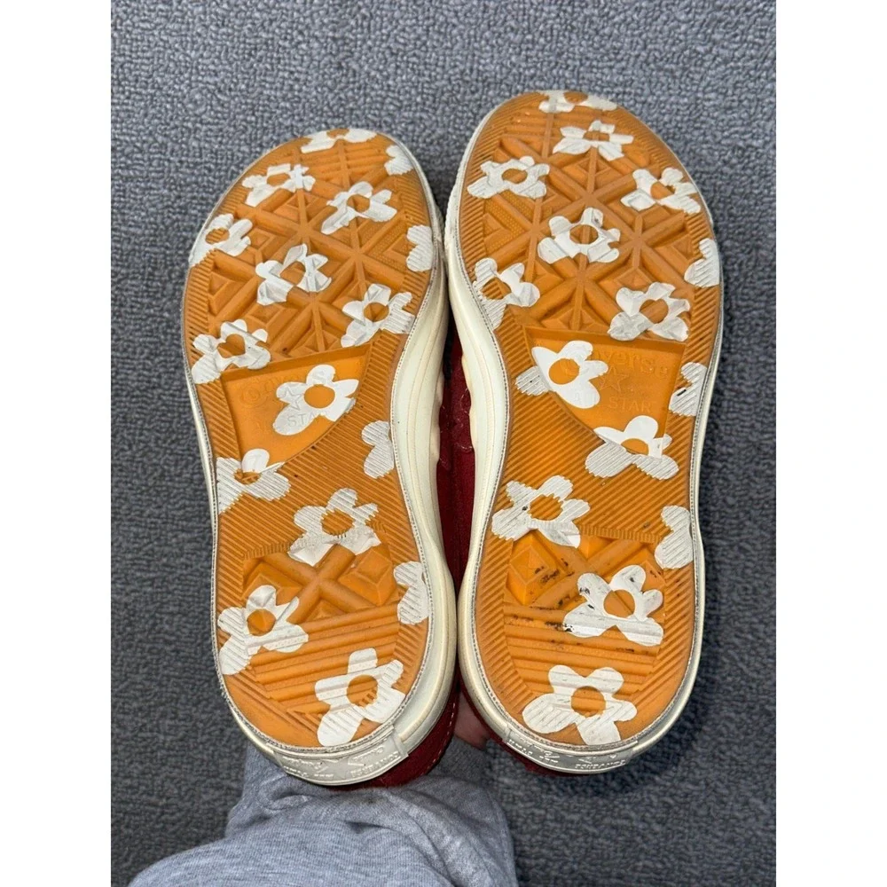 Converse Golf Le Fleur Sneakers M7 W9 Burgundy Red Low Top Suede Floral Rhubarb - Picture 9 of 11